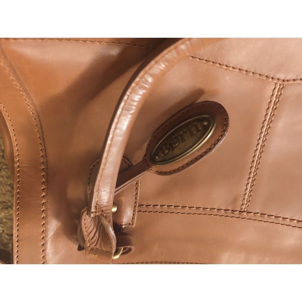 Born Chestnut brown leather Shoulder/ handbag large Metal logo‎ nice - Picture 3 of 9